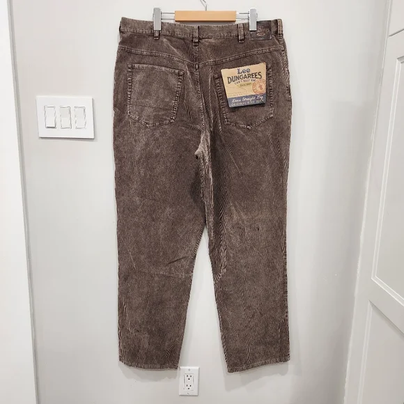 Vintage Lee Dungarees Corduroy Pants Mens 38/32 Brown Loose Straight Leg 80s 90s - Picture 3 of 13